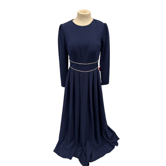 Mac Duggal A-Line Rhinestone Waist Evening Gown Midnight Blue Womens Size 8 - Picture 4 of 10